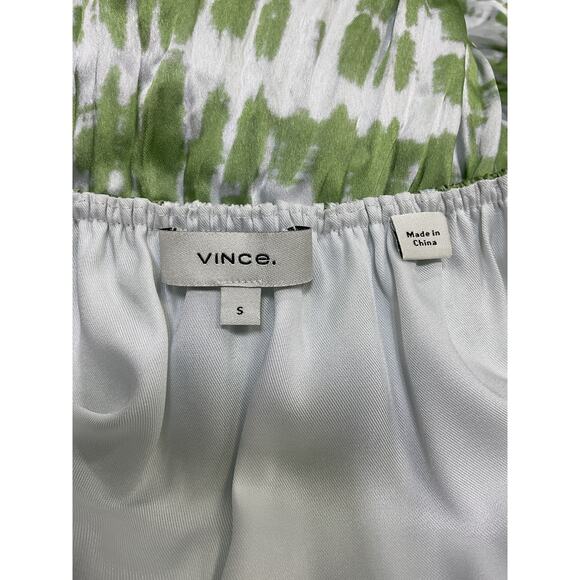 Vince 'Tie-Dye' Green Silk Ruched Midi Dress Size S - Picture 4 of 5